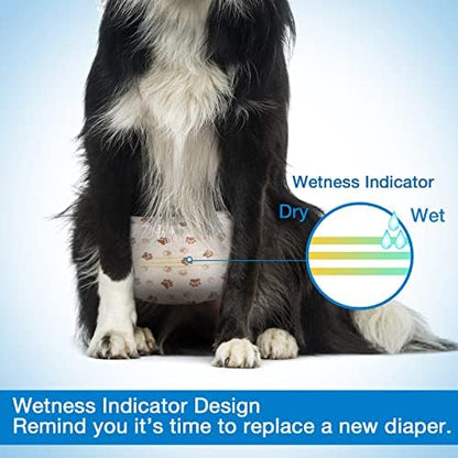 Pet Soft Dog Diapers Male - Disposable Male Dog Wraps Wetness Indicator, Ultra Absorbent Doggie Diapers Comfortable for Incontinence Excitable Urination, 20pcs Large