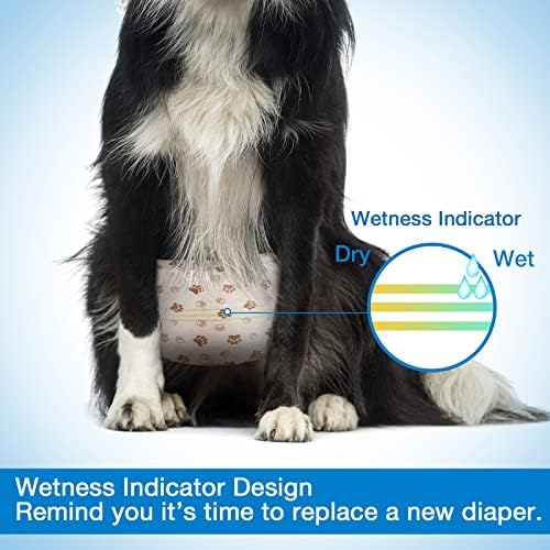 Pet Soft Dog Diapers Male - Disposable Male Dog Wraps Wetness Indicator, Ultra Absorbent Doggie Diapers Comfortable for Incontinence Excitable Urination, 50pcs XSmall
