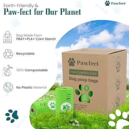 100% Home Compostable Dog Poop Bags - ASTM D6400 & EN 13432 Certified - 18 Rolls of Biodegradable Dog Poop Bags - 270 Bags