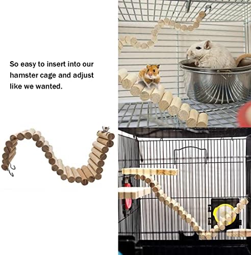 15.7x2.4In Wood Hamster Bridge Climb Toys for Rat Gerbil Sugar Glider Mice