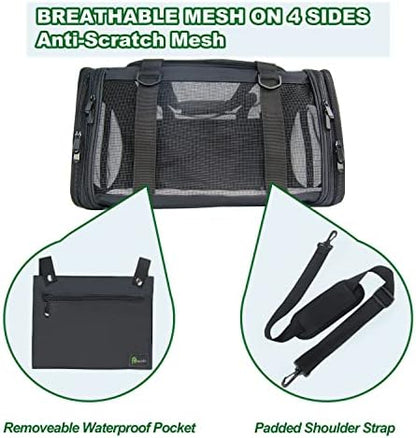 Soft-Sided Pet Carrier for Cats Small Dogs of 15 Lbs Medium Black
