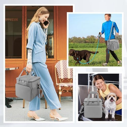 SMYV Pet Grooming Bag for Dog Grooming Supplies, Dog Tote Travel Bag for Pets Grooming Tools Kit Accessories - Grey