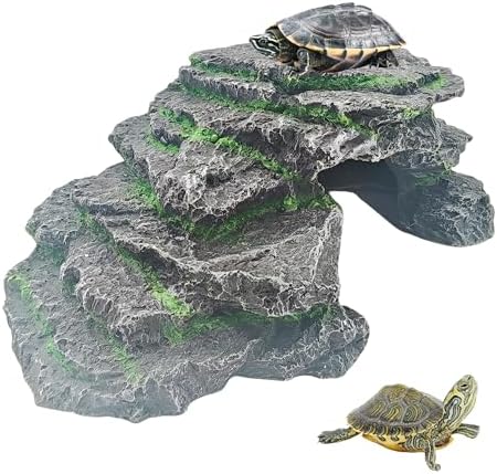 Reptile Hideouts,Resin Reptile Cave Habitat for Leopard Geckos, Lizards, Turtles, Snakes and Amphibians. (Reptile Platform, Large)