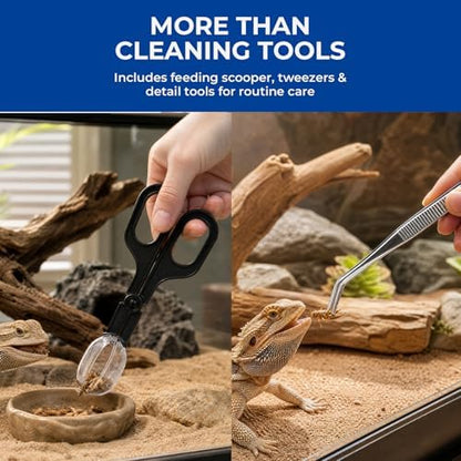 Bearded Dragon Tank Cleaning Kit, Reptile Mini Dustpan and Brush