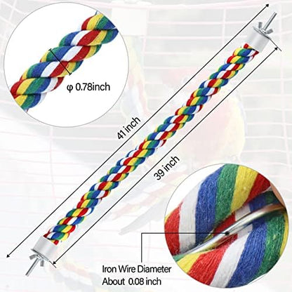 Mygeromon Bird Rope Perches Cage Climbing Accessories (41inch Metal nut)
