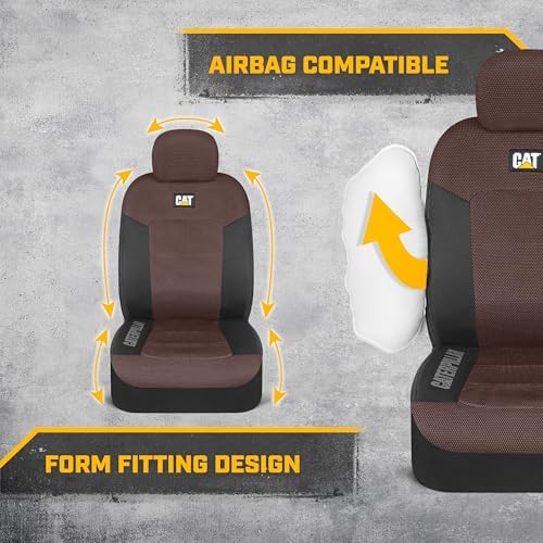 CAT MeshFlex Universal Front Seat Covers for Trucks, Cars, & SUV - Brown