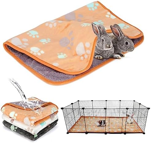 YUEPET Waterproof Guinea Pig Blankets 3 Pack, Fleece Cage Liners, L