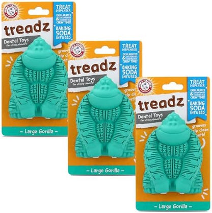 Arm & Hammer Super Treadz Gorilla Dental Dog Chew Toy, Large, 3-Pack