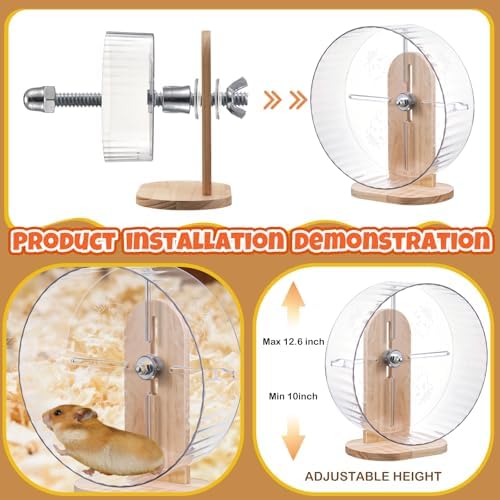18 Pcs Hamster Cage Accessories, Silent Hamster Wheel 15 Toys Set