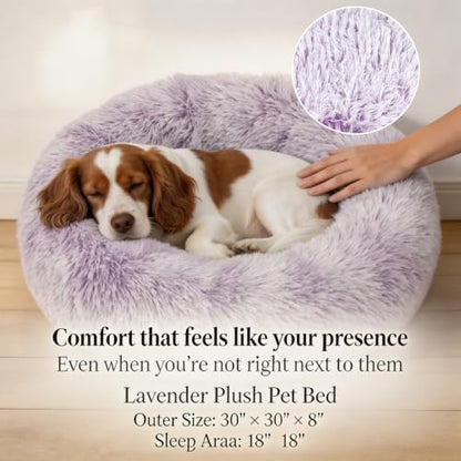 nononfish Round Calming Dog Bed,Plush Donut Pet Bed for Small Dogs