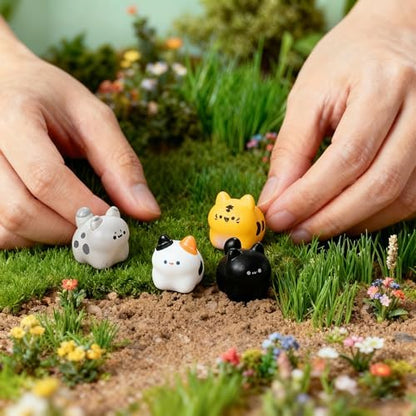 Cute Tiny Cat Resin Silicone Mold Micro Dollhouse Animal Epoxy Casting Mold for DIY Resin Art Fairy Garden Miniatures Landscape Crafts Decor(4-Cavity)