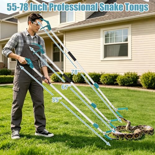 78" Extendable Snake Tongs, Snake Reptile Catcher Grabber Tool with Locking