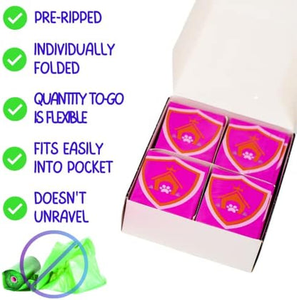Noble Pets Dog Gloves - 8+ Ways to Use Them| Leak Proof | Extra Long Tie Handles | Eco-Friendly (Pink, 80 gloves)