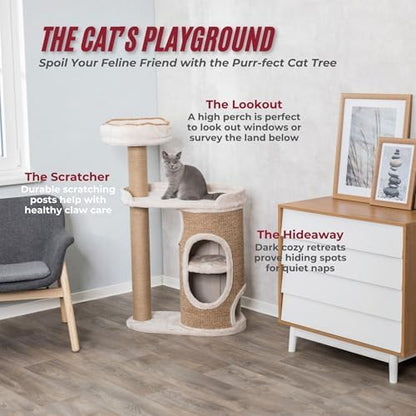 Trixie Falco 46-in Cat Tower, Sisal Scratching Posts, 2-Story Cat Condo, Plush Platforms, Removable Bed, Brown, 117 cm