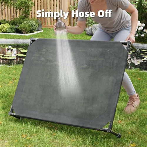 Simple Trending Elevated Dog Bed for Large Dogs, Waterproof Raised Dog Cot with Washable Mesh, Cooling Breathable Pet Bed for Outdoor, 42" x 31", Black (Pack of 2)