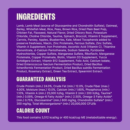 Wellness Complete Health Adult Dry Dog Food, Wholesome Grain Kibble, Natural, Lamb and Barley Recipe, 26 lb Bag