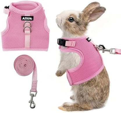 AIITLE Breathable Escape Proof Rabbit Harness and Leash Set, Pink L