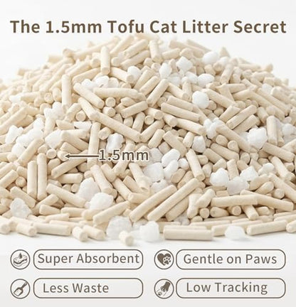 Cassava & Tofu Mixed Cat Litter - Plant-Based & Natural Ingredients, Non-Stick, Fast Clumping, 99% Dust Free for Litter Box - Scented, 22lb (5.5lbx4bags)