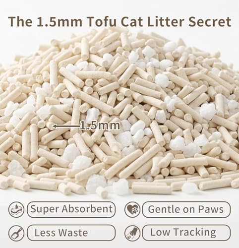 Cassava & Tofu Mixed Cat Litter - Plant-Based & Natural Ingredients, Non-Stick, Fast Clumping, 99% Dust Free for Litter Box - Scented, 5.5lb