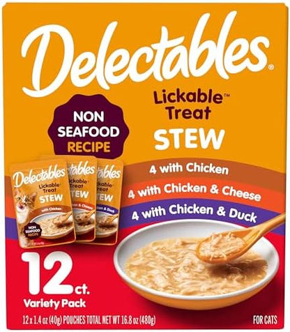 Delectables Non-Seafood Stew Lickable Wet Cat Treats, Variety Pack, 1.4 Ounce (Pack of 12)
