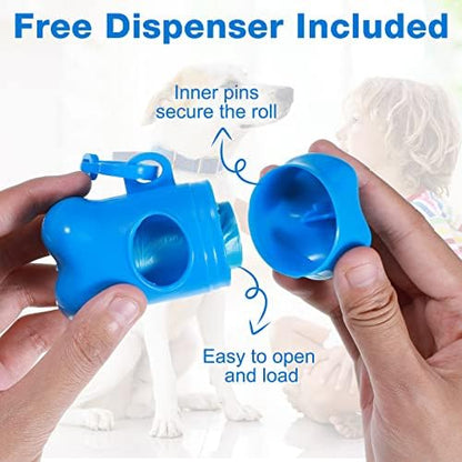 Teling 3000 Count Dog Poop Bags with 3 Dispensers, Blue