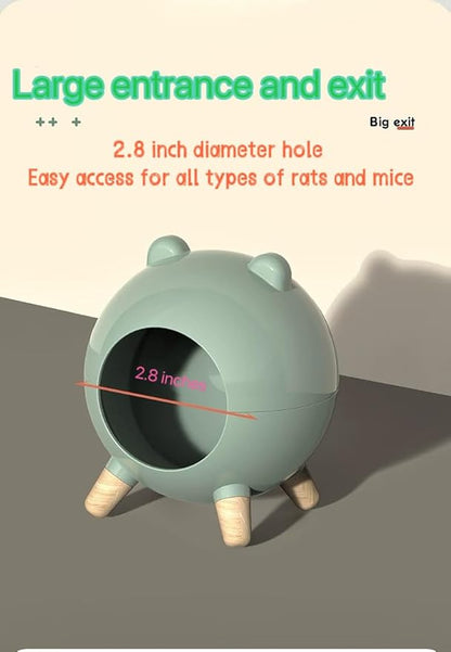 TUTU&LELE Hamster Hideout, Tiny House Hideout and Habitat, Space Elf Hiding Nest, Durable Hamster Bed with Round Thick Plush Pads, for Mice, Gerbils,Hamsters to Play, Sleep and Rest (Green)
