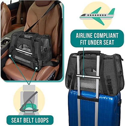 PetAmi Airline Approved Pet Carrier Cats Small Dogs, Large Heather Charcoal