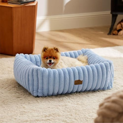 Bedsure ComfyFleece™ Cute Dog Bed for Small Medium Dogs Washable,25in Blue
