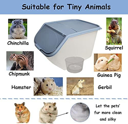 PINVNBY Chinchilla Sand Bath Box Gerbil Bathroom Transparent Totoro Plastic Sand Bath House with Sand Cup Cage Accessories for Guinea Pig Hedgehog Squirrel and Other Small Animals