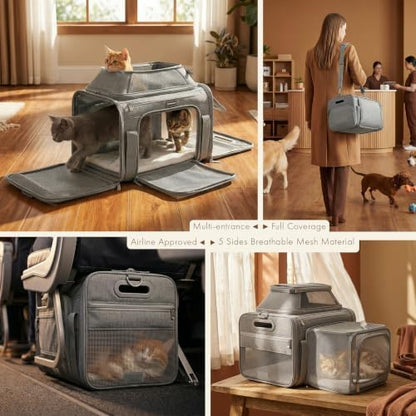 Top-Side Expandable Pet Carrier, Treat Window,18x11x11 Airline Approved