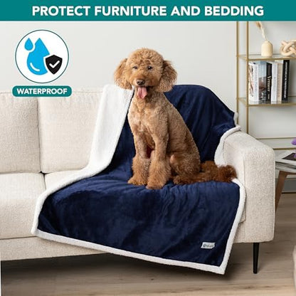 PetAmi Waterproof Dog Blanket for Medium Large Dog Pet, 60x40, Blue