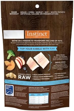 Instinct Freeze Dried Mixers, Dog Food Toppers, Pollock, 5 oz. Bag