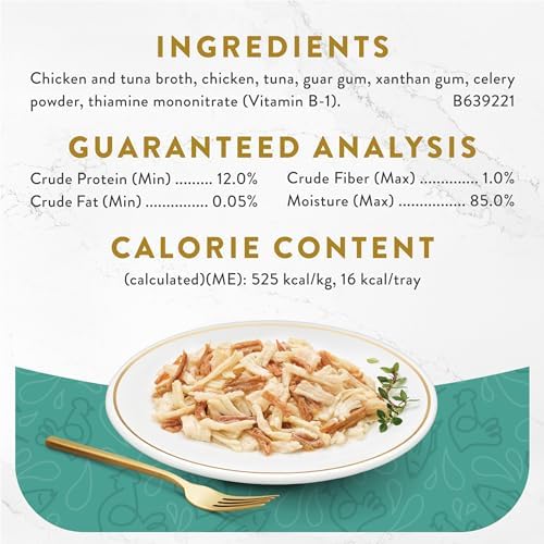 PURINA Fancy Feast Appetizers Lickable Grain Free Wet Cat Food Topper White Meat Chicken and Flaked Tuna Appetizer - (Pack of 10) 1.1 oz. Trays
