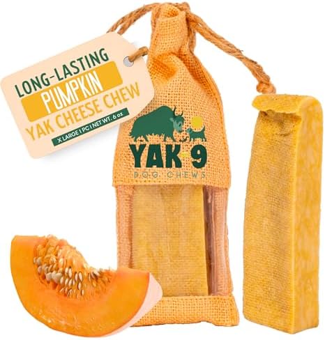 Yak9 Yak Cheese Himalayan Dog Chews, Pumpkin | High Protein, High Fiber Pumpkin Treats for Dogs | Long Lasting, Non GMO, Gluten Free, Grain Free | Extra Large Size,1 PC