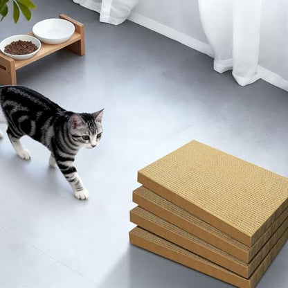 Cat Scratcher 4-Pack, Large Cardboard Pads for Indoor Cats
