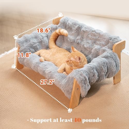 CHEERHOME PETS Elevated Cat Couch Bed Wooden Raised Kitty Sofa Lounge Chair
