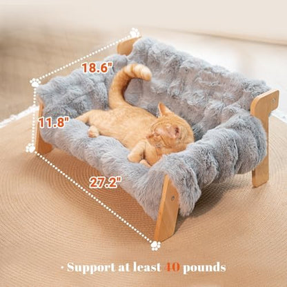 CHEERHOME PETS Elevated Cat Couch Bed Wooden Raised Kitty Sofa Lounge Chair