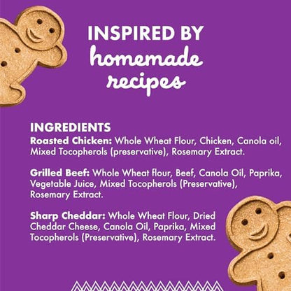 Buddy Biscuits 16 oz. Box of Crunchy Dog Treats Made with Assorted Flavors of Roasted Chicken, Grilled Beef, and Sharp Cheddar (Pack of 2)