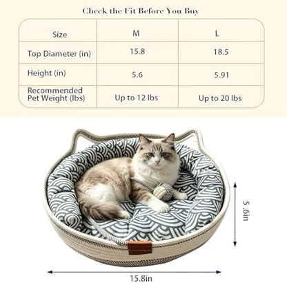 Handwoven Cat Basket Designed to Stimulate Natural Instincts, 15.8 in