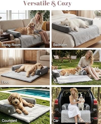 Calming Dog Bed/Mat for Couch,Faux Rabbit Fur Pet Sofa Furniture Protector