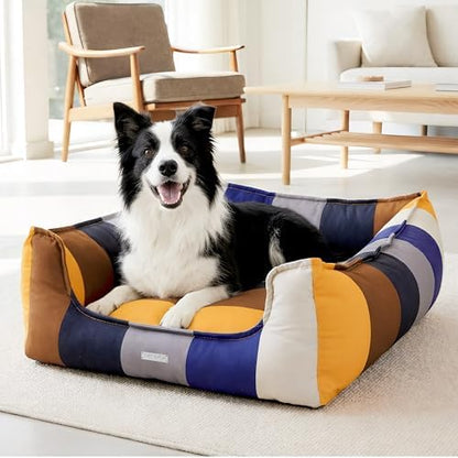 PETNOVO Dog Bed, Cute Rainbow Design, Washable Removable Cover, Non-Slip