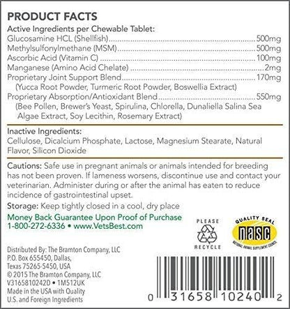 Vet's Best Advanced Hip & Joint Tablets with Glucosamine, Dogs, 90 Count