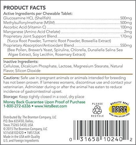 Vet's Best Advanced Hip & Joint Tablets with Glucosamine, Dogs, 90 Count