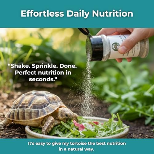 Sulcata Tortoise Calcium & Multivitamin Powder - Herpetologist Formulated Vitamin and Mineral Powder for Reptiles with High Fiber - 30 Day Supply in Shaker Bottle - Daily Nutrition for Strong Shell!