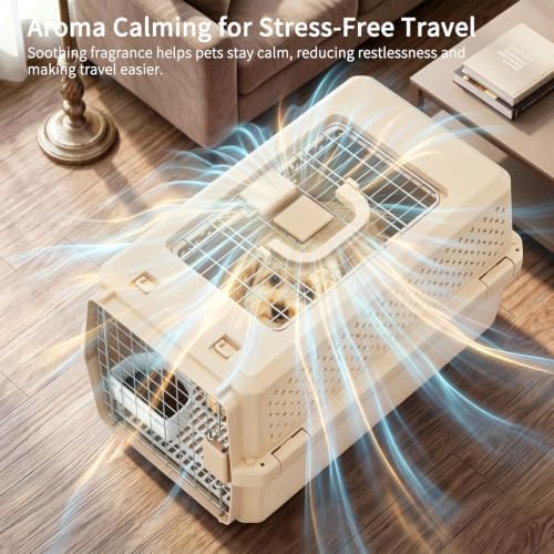 RIZZARI Beige Dog Carrier: Portable Pet Crate for Travel & Home Use
