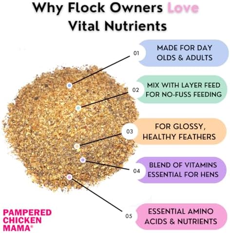 Vital Nutrients: Chicken Vitamins for Feed & Molting Supplement, Egg Booster, Poultry & Chicken Vitamins - Pampered Chicken Mama (1.5 pounds)