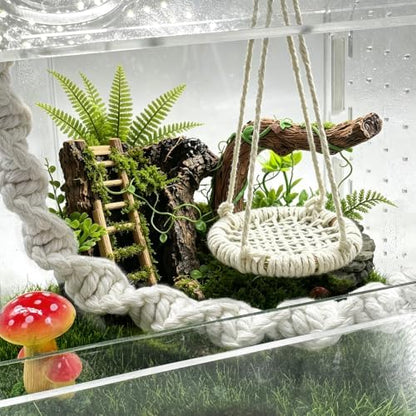 2 Pack Jumping Spider Rope Bridge Swings, Natural Cotton Rope Handmade Magnetic Mounting Jumping Spider Accessories for Medium Jumping Spider Enclosure