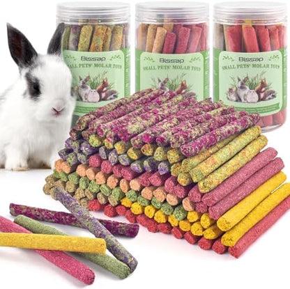 Bissap 108PCS Rabbit Chew Sticks, Natural Molar Treats for Small Animal