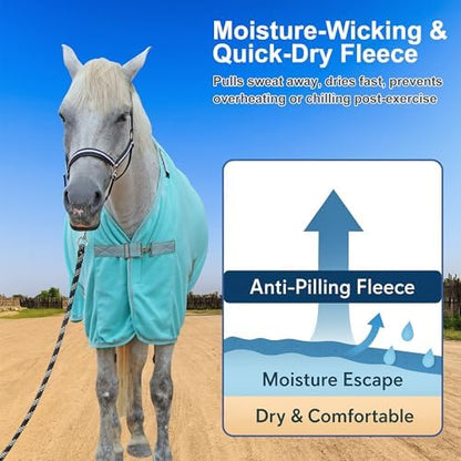 Horse Fleece Cooler Blanket, Moisture Wicking Post-Workout Drying