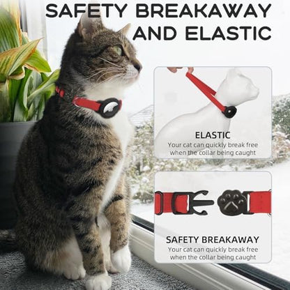 AirTag Cat Collars, Stretchy Collar with AirTag Holder and Bell